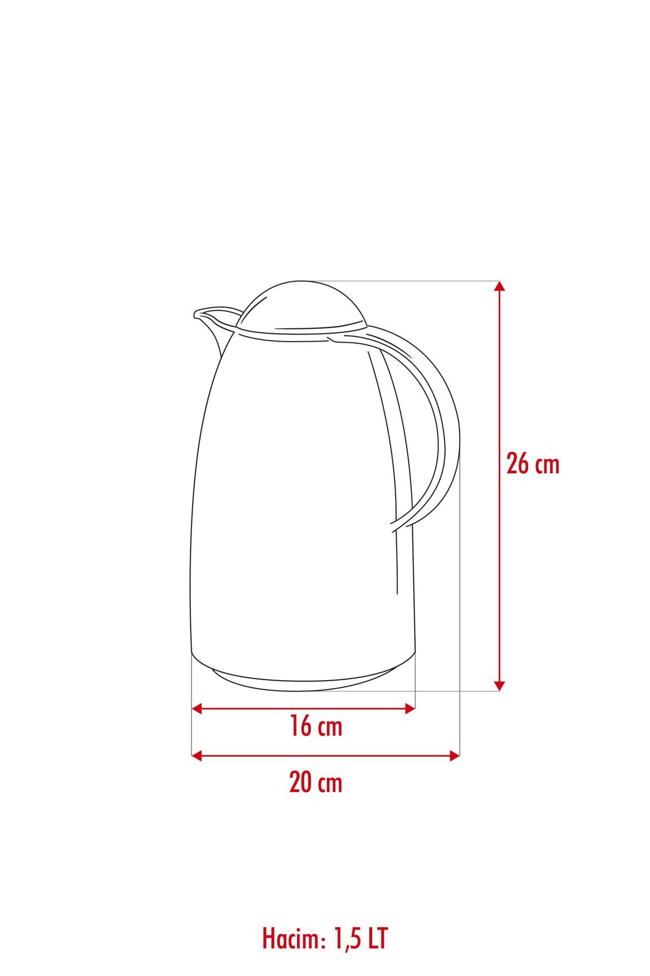 1.5 LT Isı Yalıtımlı Çay Ve Soğuk Su Termosu Füme (12 Saat Sıcak Tutar İçi Camdır)