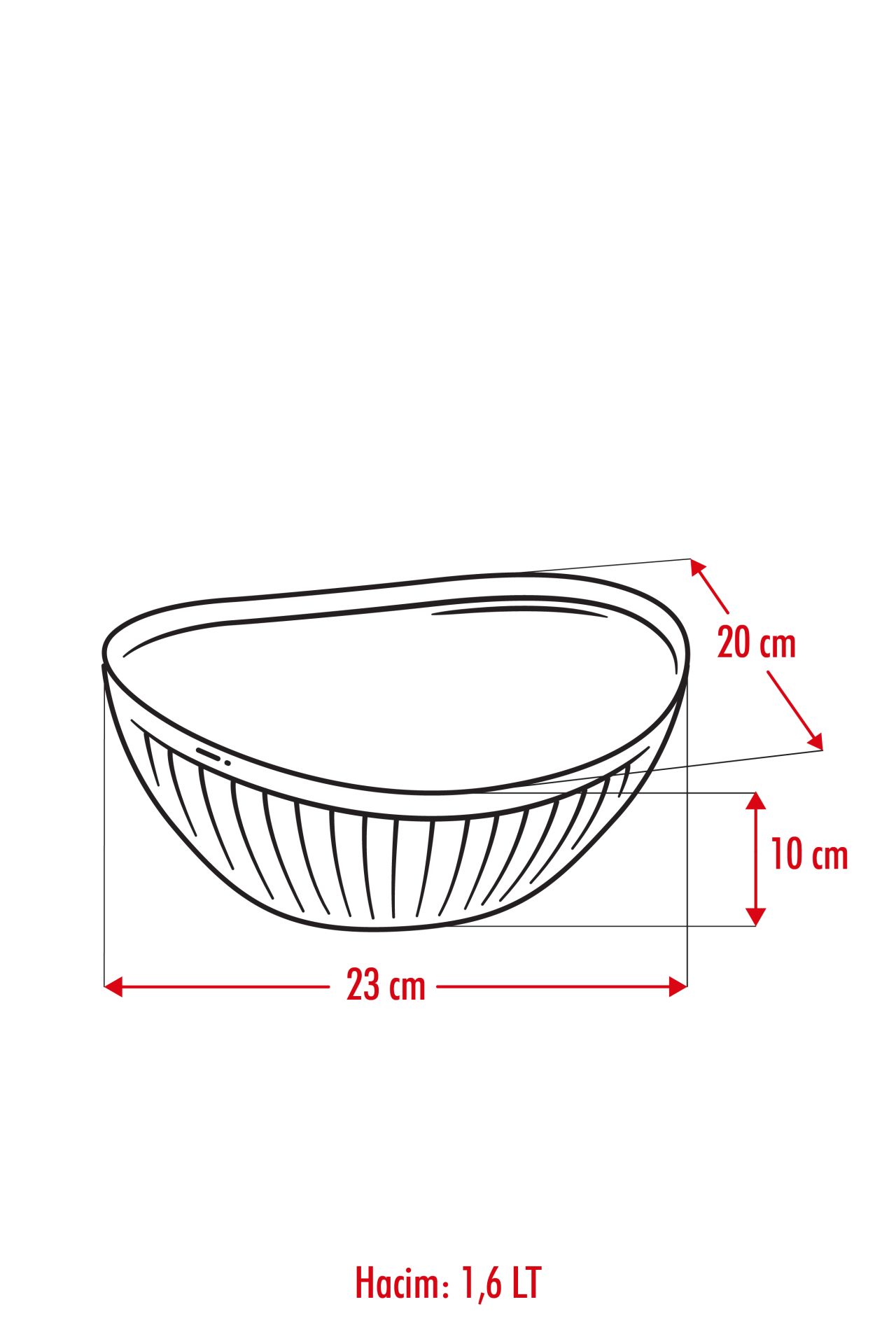 Akrilik Barok Lacivert Orta Boy Oval Meyve  Salata Kasesi  Karıştırma Kabı / 1,6 Lt  (CAM DEĞİLDİR)