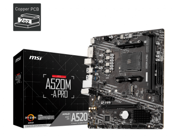 MSI A520M-A PRO DDR4 4600/1866Mhz M.2 M.ATX AM4