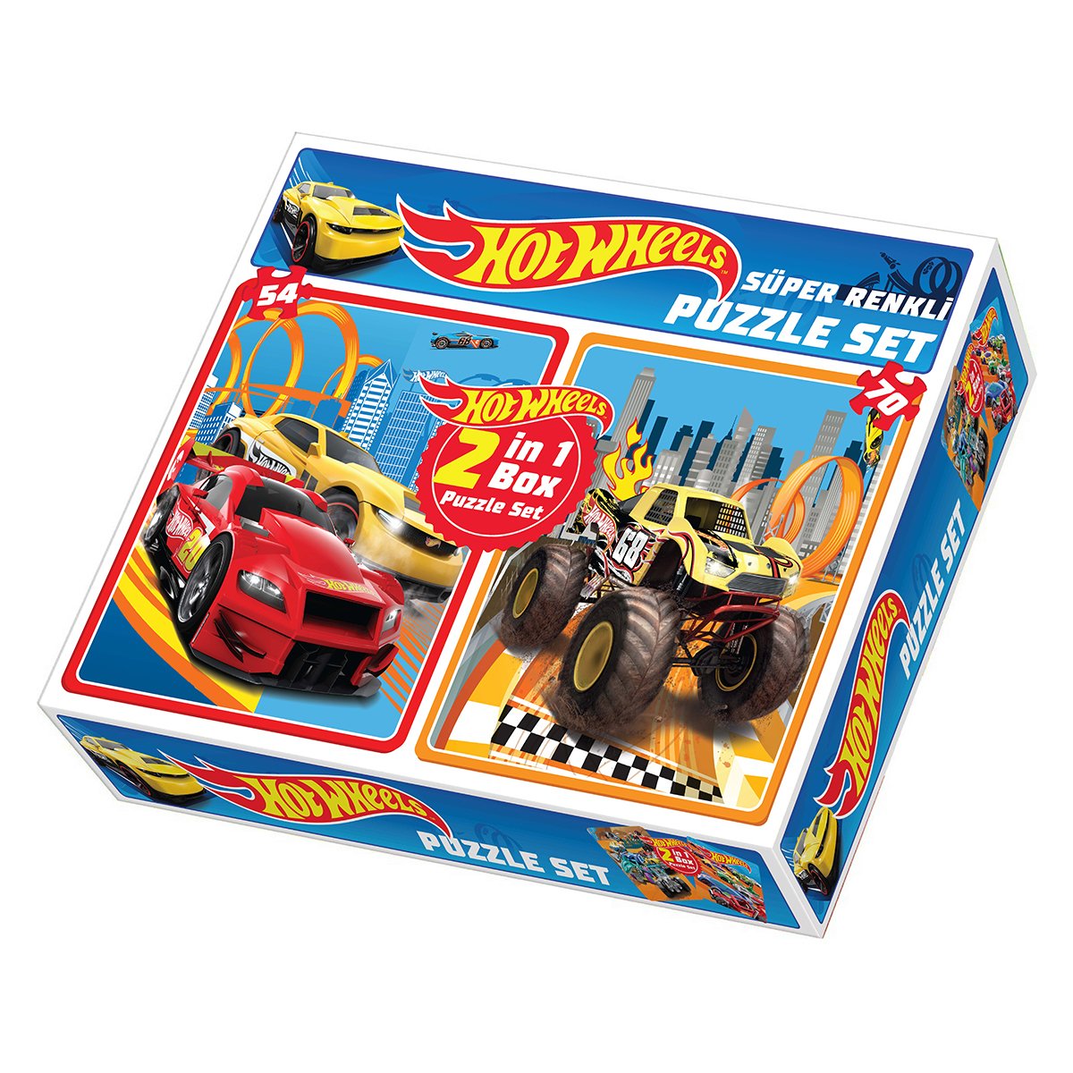 1535 DıyToy Süper Renkli 2’li Puzzle Set - Hot Wheels / 54+70 Parça Puzzle