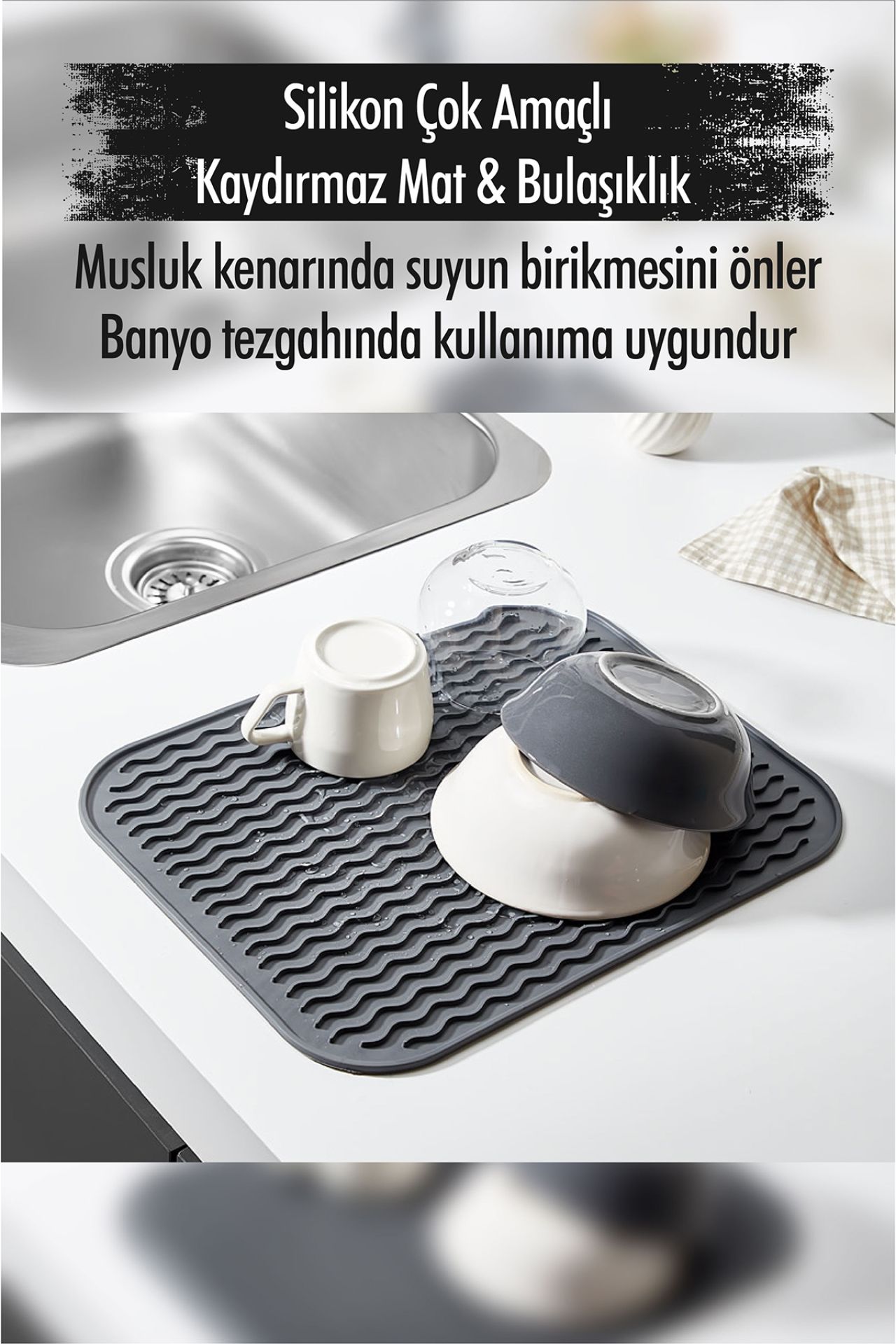 Silikon Çok Amaçlı Kaydırmaz Mat  Bulaşıklık (28*36 Cm )