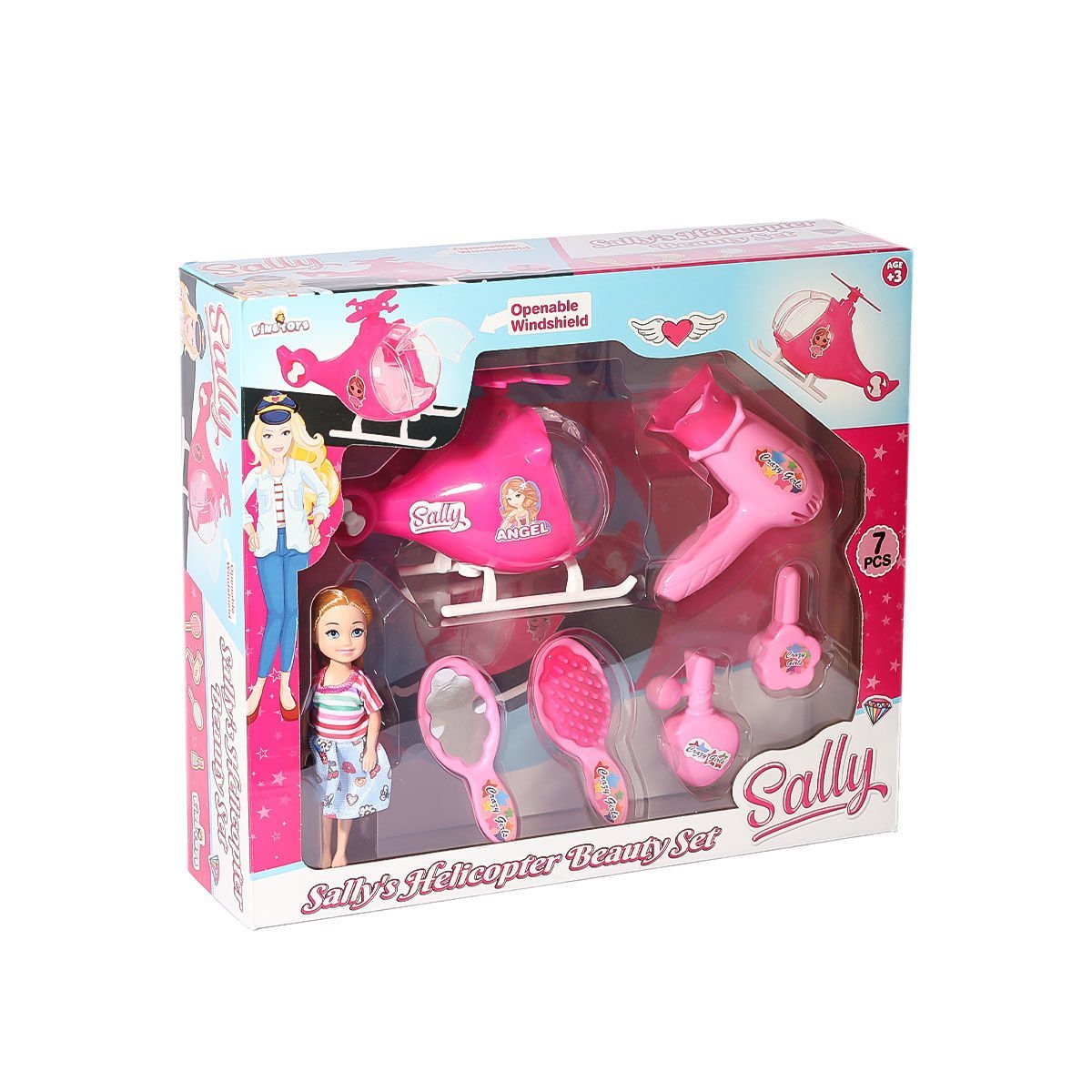 ENG-1137 Sally Helikopter ve Güzellik Seti -KingToys