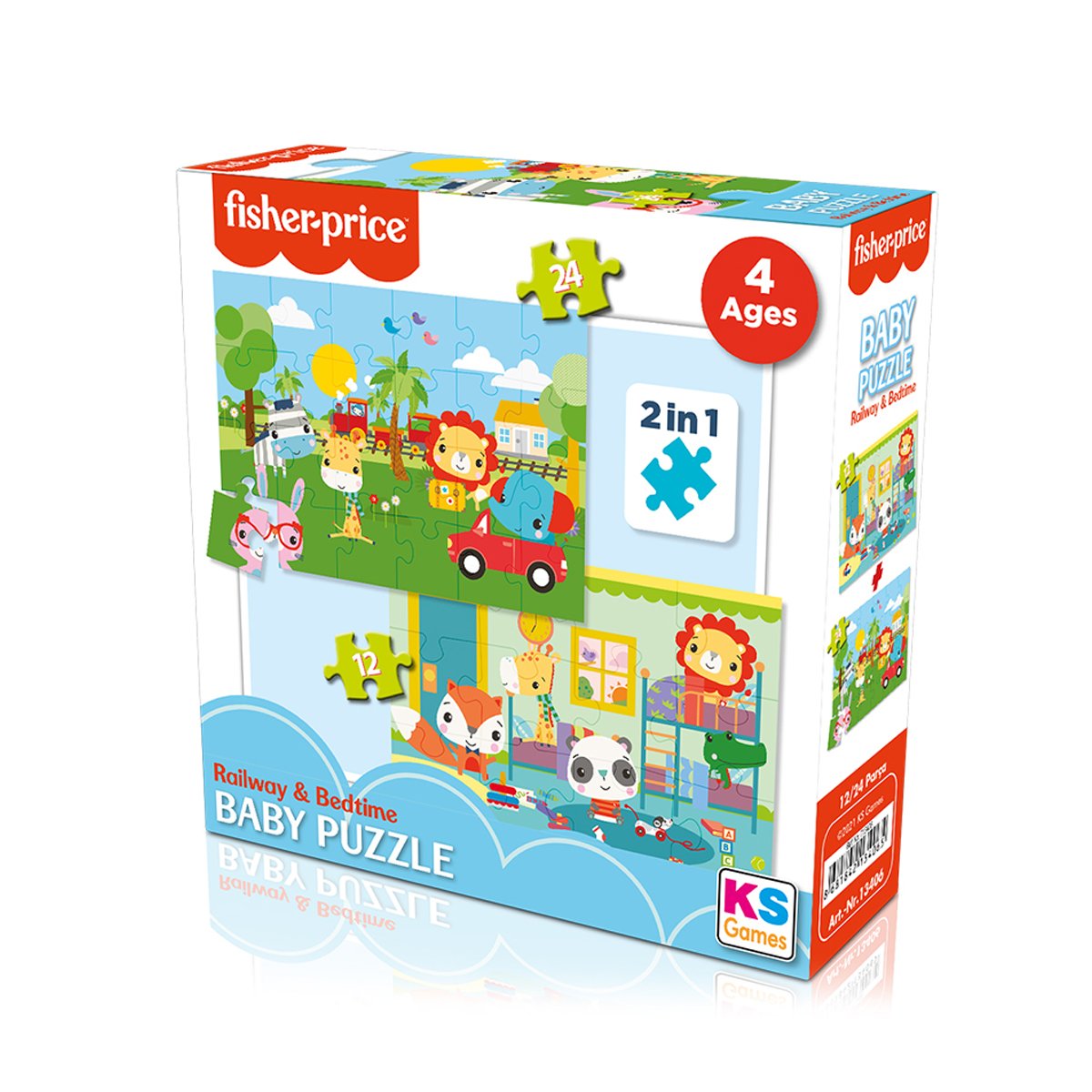 13406 KS Fisher-Price Baby Puzzle - Railway  Bedtime / 12+24 Parça Puzzle / +4 yaş