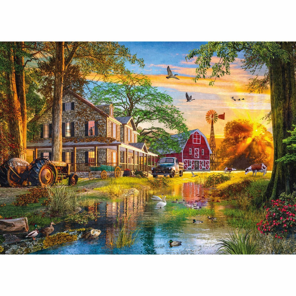 23505 Sunset At The Farm House 4000 Parça Puzzle