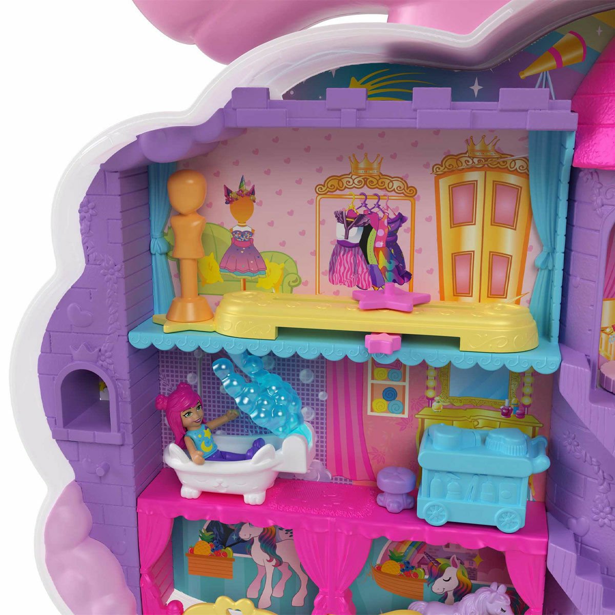 HKV51 Polly Pocket Tek Boynuzlu Atın Gökkuşağı Salonu