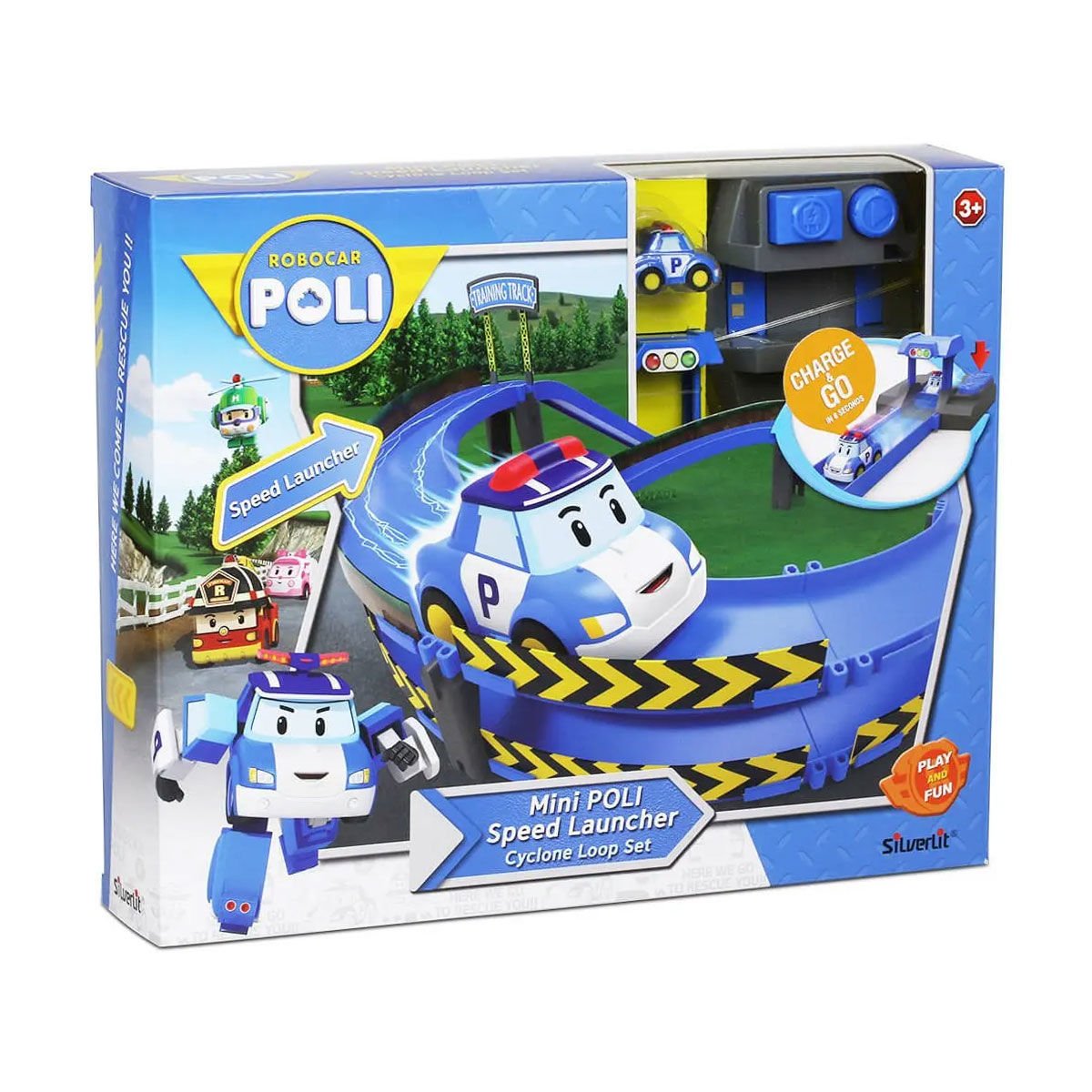 POLI/83385 Robocar Poli Fırlatıcılı ve Virajlı Yol Seti