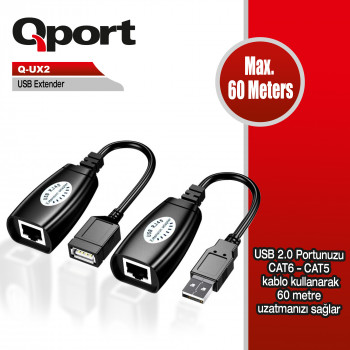 Qport Q-UX2 60M USB Extender 2’lİ Paket