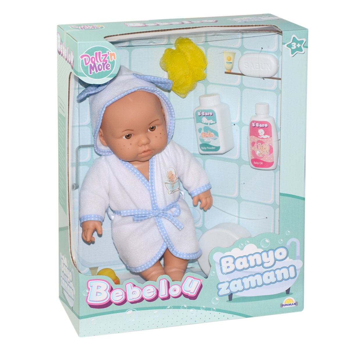 030031 Sunman, Bebelou Banyo Zamanı Bebek Seti, 35 cm / +3 yaş