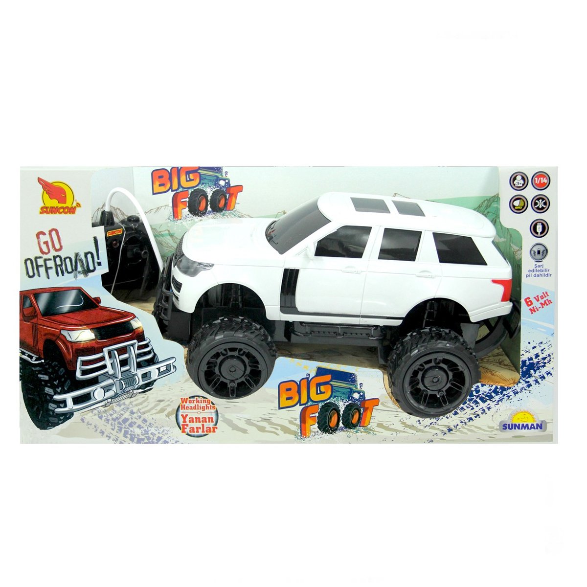 1040012 Sunman, 1:14 Kumandalı Büyük Tekerli Jeep