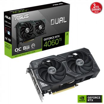 Asus DUAL-RTX4060TI-O8G OC 8GB GDDR6 HDMI DP 128Bit Ekran Kartı