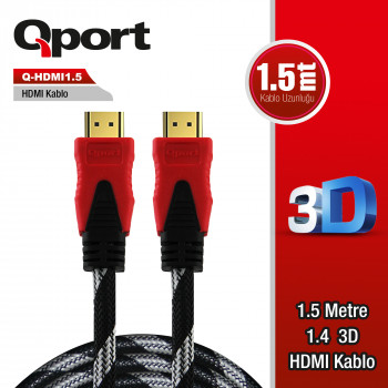 Qport Q-HDMI1.5 HDMI 1.4V Altın Uçlu Kablo 1.5 mt