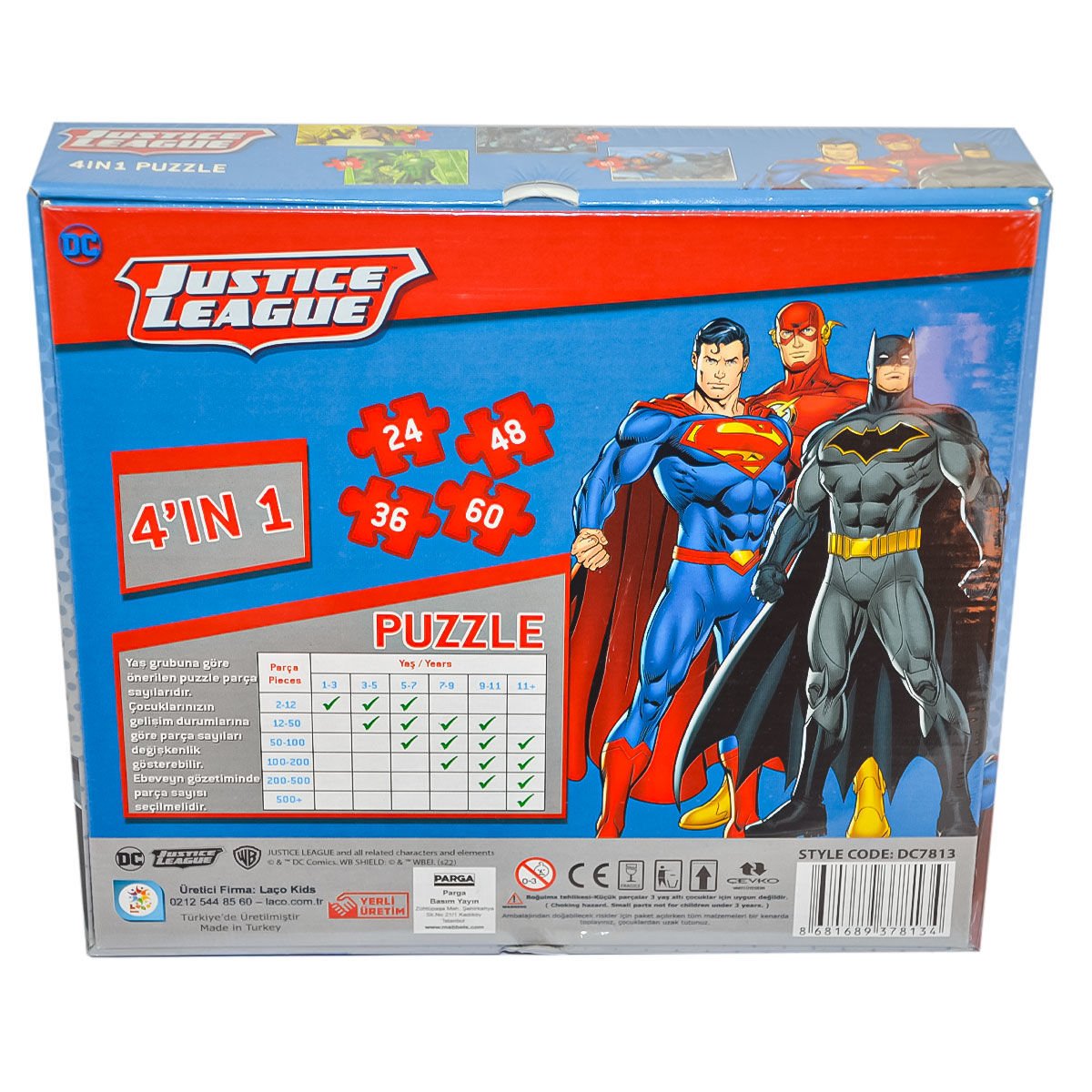 DC7813 Justice League 4in1 Puzzle - Utku Oyuncak