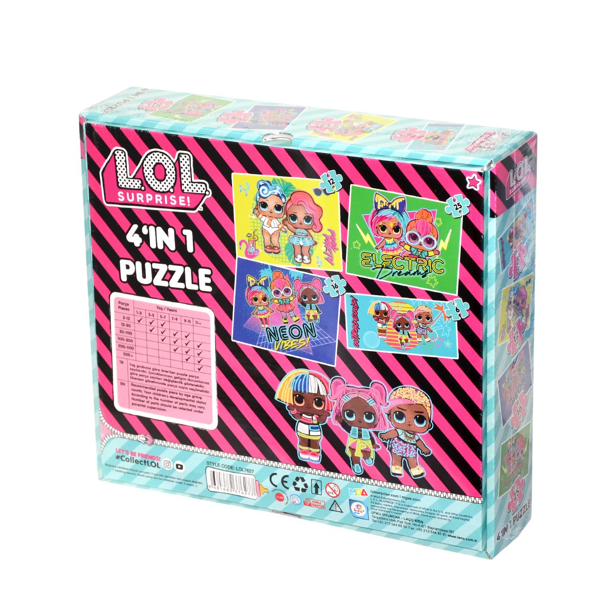 LOL7627 Laço Kids L.O.L. 4’ü1 Kutuda Puzzle / 6+12+16+25 Parça Puzzle