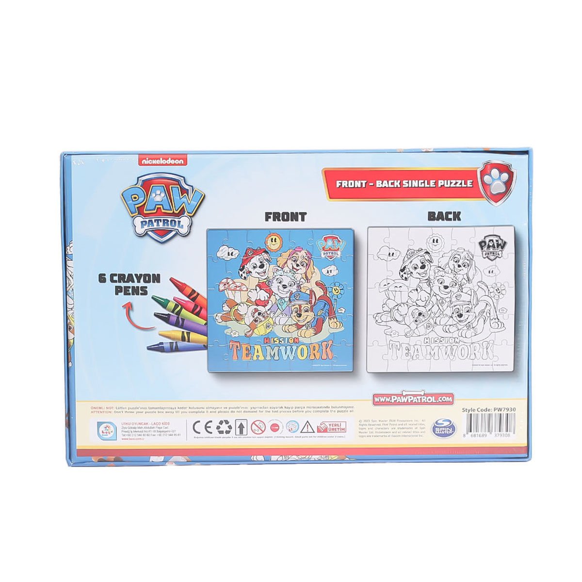 PW7930 Paw Patrol Boyamalı Puzzle -Laço